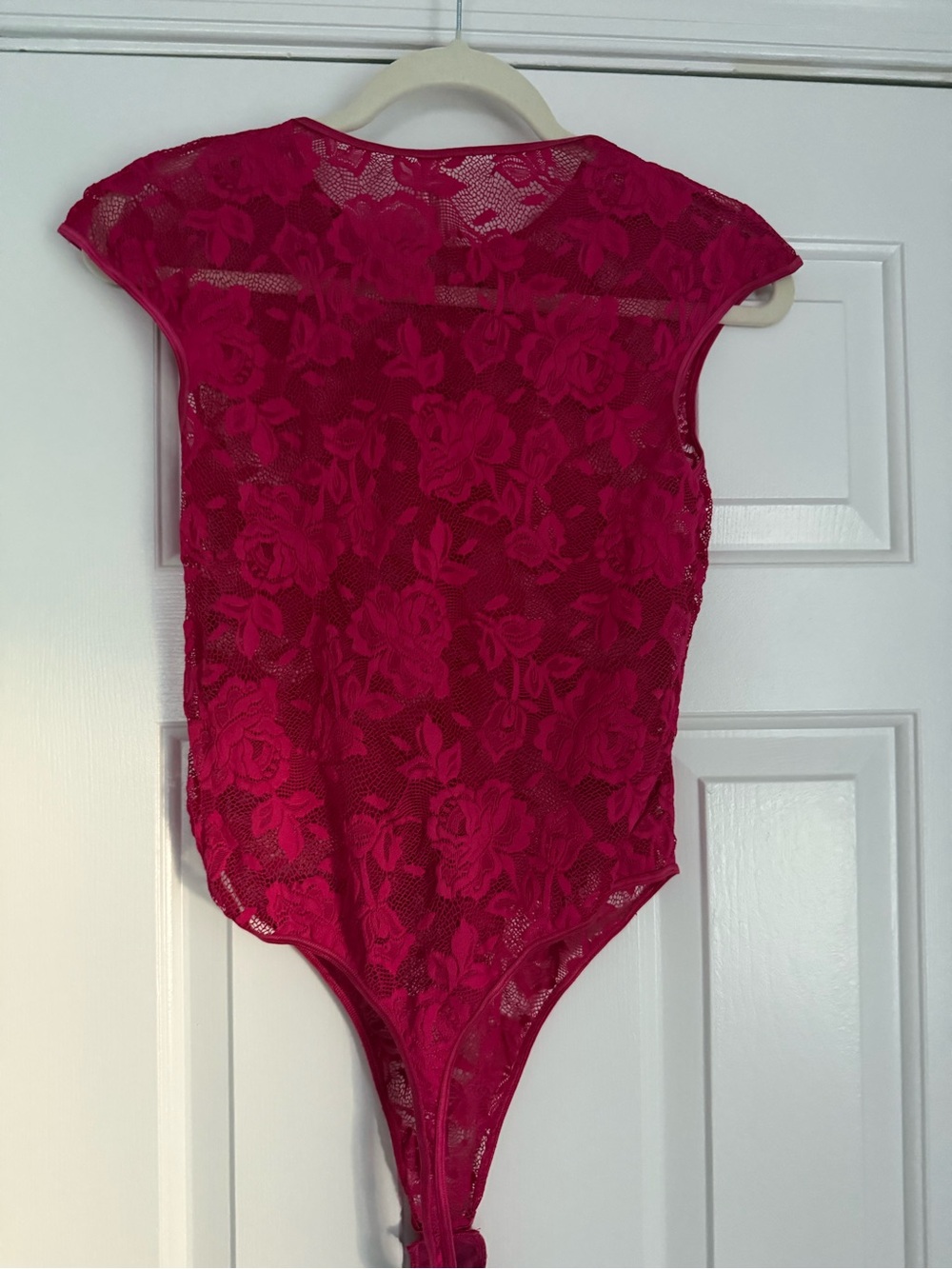 Victoria's Secret Fuchsia Floral English Lace Teddy Bodysuit